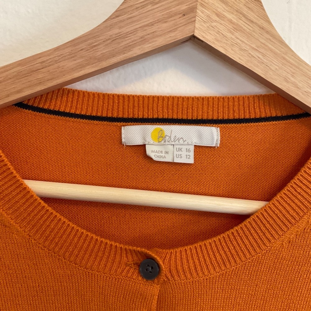 Boden Orange Ruffle-Shoulder Button Cardigan - image 5